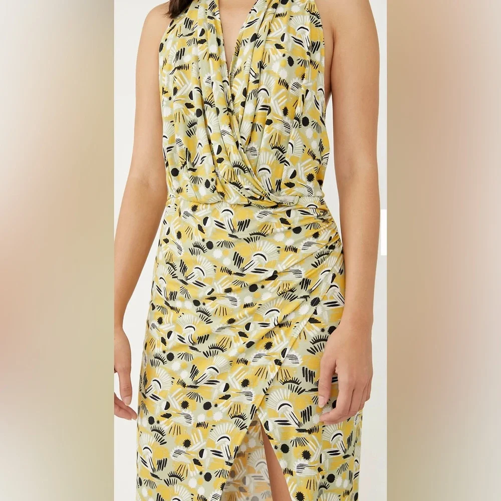 Free People Daria Halter Maxi Dress Apple Mint Low Back Slit Plunge Size Small - Picture 6 of 14